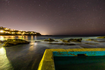 Stars at night above an ocean pool, Sydney, Australia