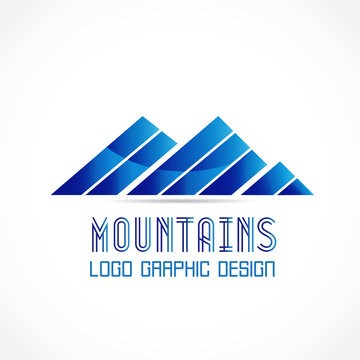 Logo mountains blue icon logotype identity business id card vector