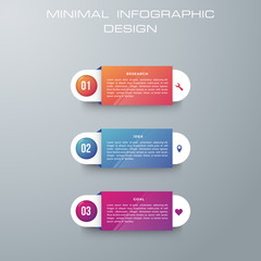 Infographic template with 3 options, workflow, process chart,Timeline infographics design vector can be used for workflow layout, diagram, annual report, web design, steps or processes. - Vector.