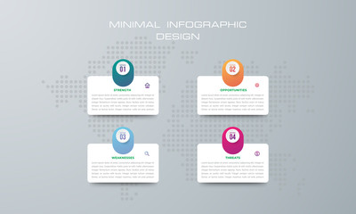 Infographic template with 4 options, workflow, process chart,Timeline infographics design vector can be used for workflow layout, diagram, annual report, web design, steps or processes. - Vector.