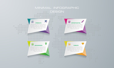 Infographic template with 4 options, workflow, process chart,Timeline infographics design vector can be used for workflow layout, diagram, annual report, web design, steps or processes. - Vector.