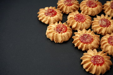 Eastern kurabye cookies on a dark background