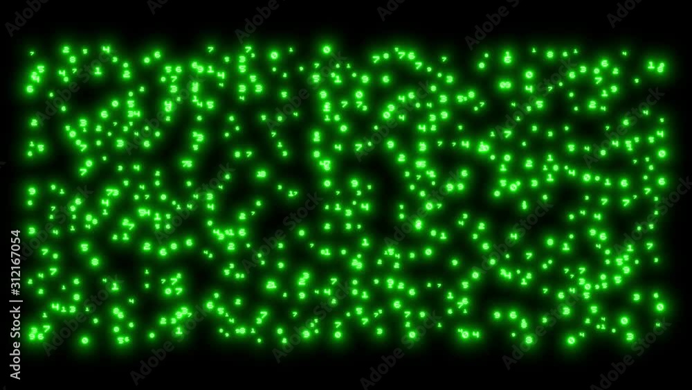 Wall mural abstract looping background with green numbers