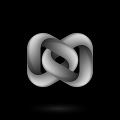 Abstract Model of Geometric Torus Knot Object. Illustration for Science, Digital or Biological Design on Black Background