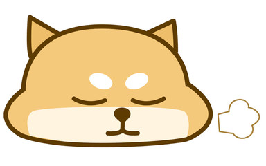 Sighing shiba inu face with closed eyes and sigh bubble