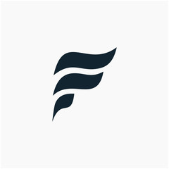 logo letter F with ribbon swoosh wave. The logo can be used for business consulting and financial companies - vector
