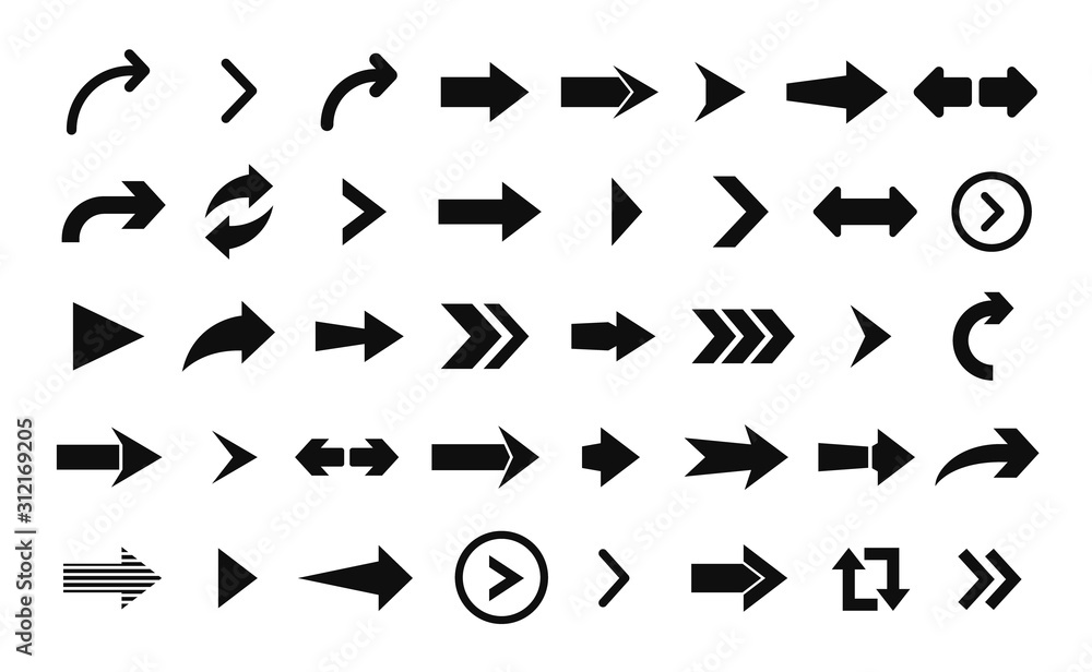 Poster Arrow icon. Big set of vector flat arrows for web design, mobile apps, interface and more.