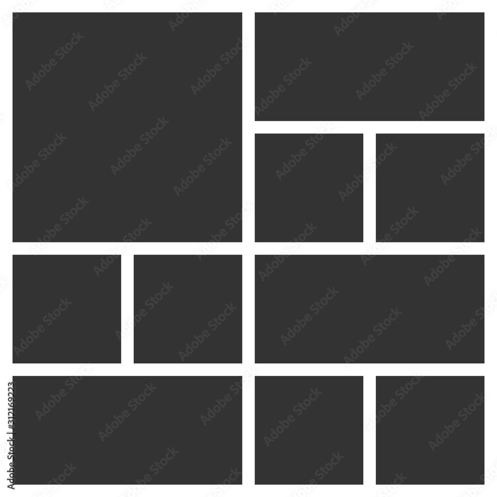 Poster template collage 10 frames photos. poster frame mockup. empty vector frames layout.
