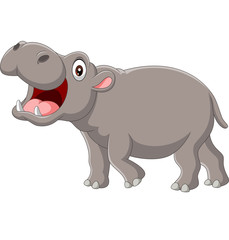 Fototapeta na wymiar Cartoon Hippo with open mouth