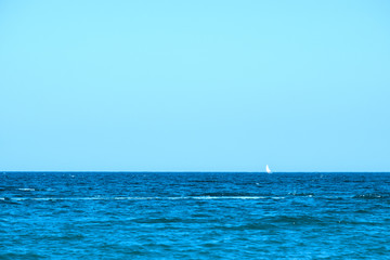 Mediterranean sea horizon line on the water surface