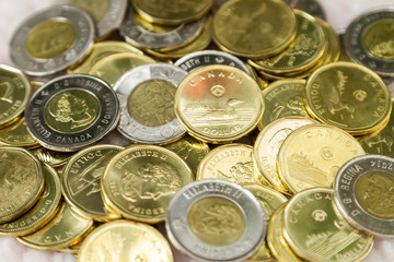 Canadian coins.  Canadian currency