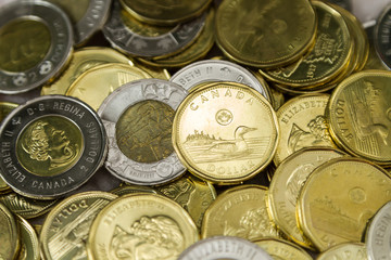 Canadian coins.  Canadian currency