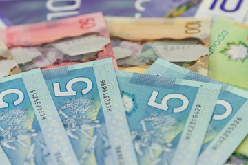 Canadian dollar bills or banknotes