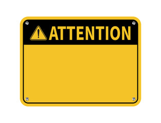Attention sign. Blank sign isolated on white background. Vector illustration.