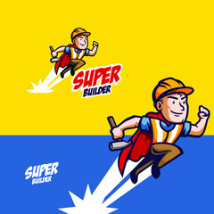 superhero repairman with vintage retro style mascot logo