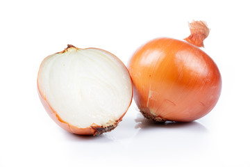 ripe onion on white background