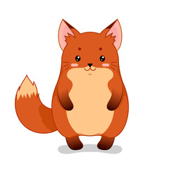 Childish vector illustration with cute happy fox.