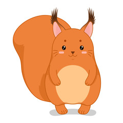Childish vector illustration with cute squirrel.