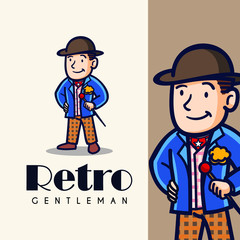 vintage retro mascot of a man in a suit