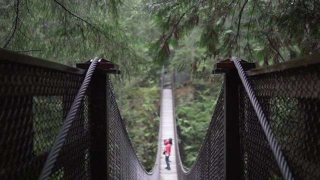 Barrel camera footage of a random suspension bridge in Vancouver.
