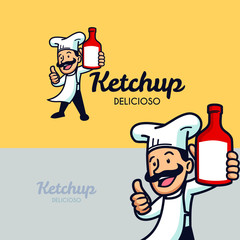 chef smiling with his thumbs up holding a bottle 