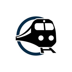 Train on rail logo design icon vector