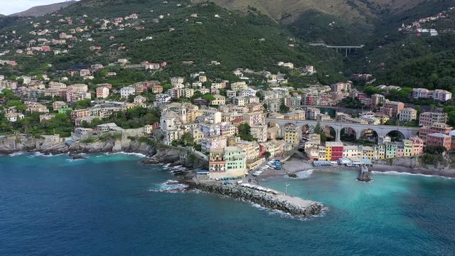 Bogliasco Italian city with beach Aerial view