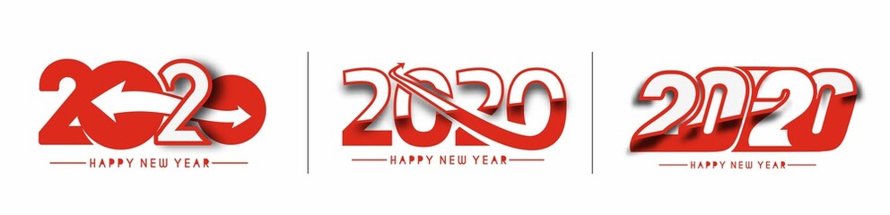 Happy New Year 2020 Text Typography Design Patte