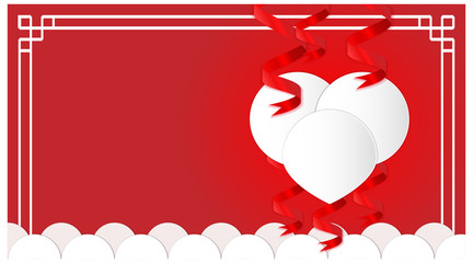 background valentine's day with love symbol. romance theme template vector. design chinese frame