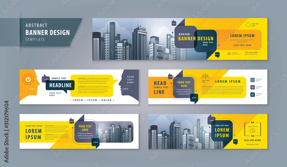 Wall mural abstract banner design web template set, horizontal header web banner. modern cover header