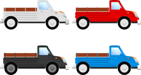 Truck. Side view. Set of colored vehicles