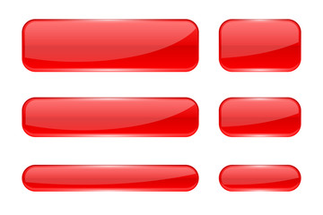 Web buttons. Red shiny rectangle icons