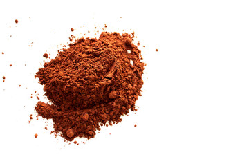 cacao powder on white background
