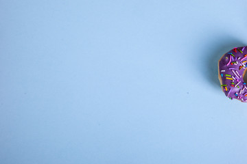 colorful doughnut blue background studio