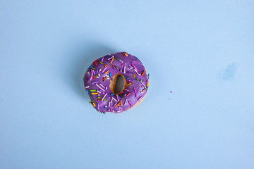 colorful doughnut blue background studio