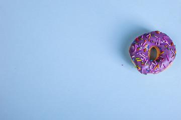 colorful doughnut blue background studio