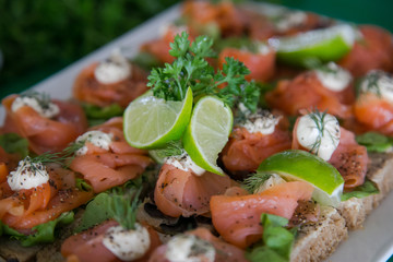 canapes with salmon and caviar