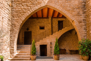 View of the Courtyard in the medieval castle of Cardona. The most important medieval fortress in Catalonia and one of the most important in Spain