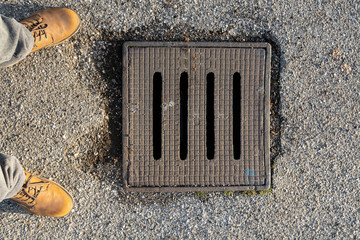 a manhole on the street