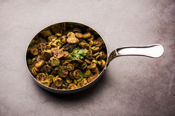 Tendli / Kundroo sabzi or Kovakkai Poriyal also known as ivy gourd, served in a bowl or karahi. selective focus