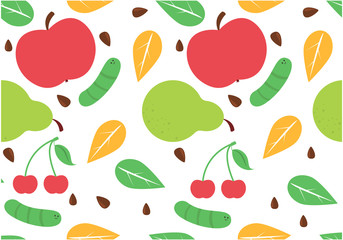 Seamless summer fruit pattern. Vector isolated texture