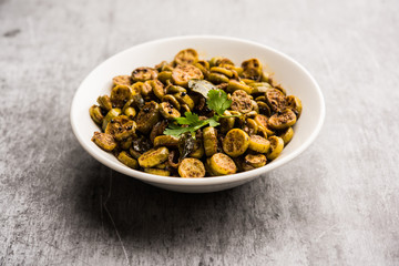 Tendli / Kundroo sabzi or Kovakkai Poriyal also known as ivy gourd, served in a bowl or karahi. selective focus