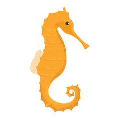 Yellow and orange seahorse vector isolated. Underwater wildlife.