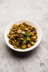 Tendli / Kundroo sabzi or Kovakkai Poriyal also known as ivy gourd, served in a bowl or karahi. selective focus