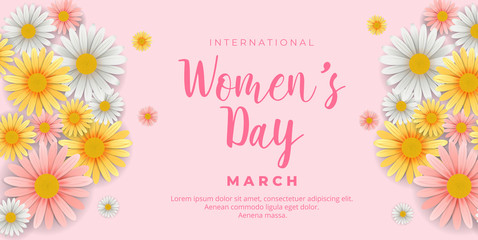 8 march international women's day background with beautiful flowers