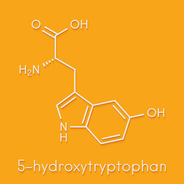 5-Hydroxytryptophan amino acid molecule. Skeletal formula.