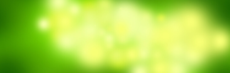 Fototapeta na wymiar Bokeh Banner mit Grün, Gelb - Frühling Sommer Hintergrund