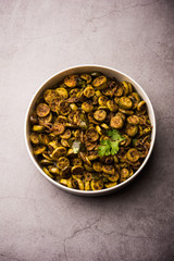 Tendli / Kundroo sabzi or Kovakkai Poriyal also known as ivy gourd, served in a bowl or karahi. selective focus