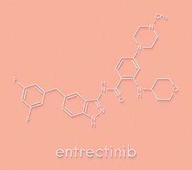 Entrectinib cancer drug molecule. Skeletal formula.