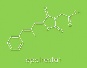 Epalrestat diabetic neuropathy drug molecule (aldose reductase inhibitor). Skeletal formula.